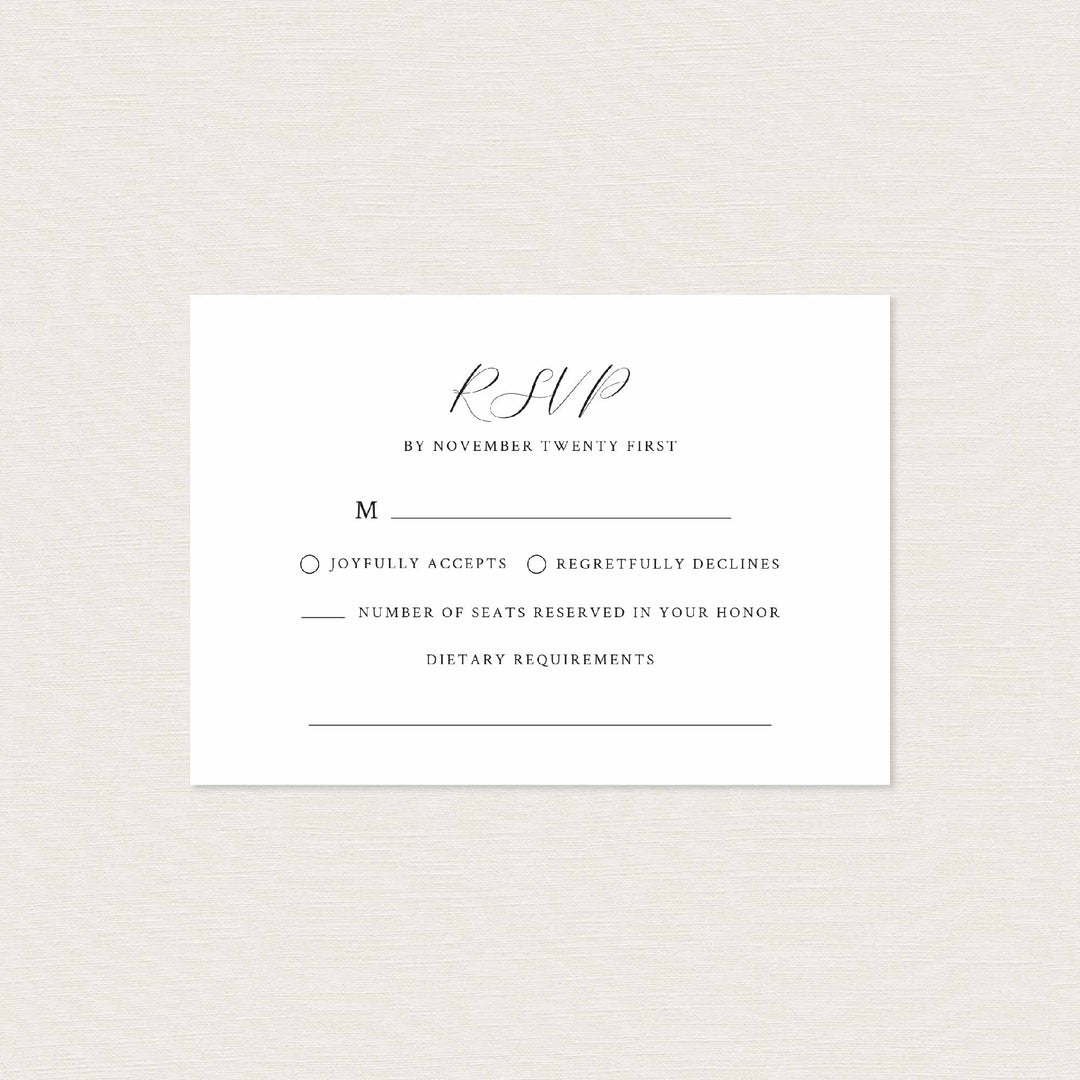 Simple Minimal Wedding RSVP Card Printable