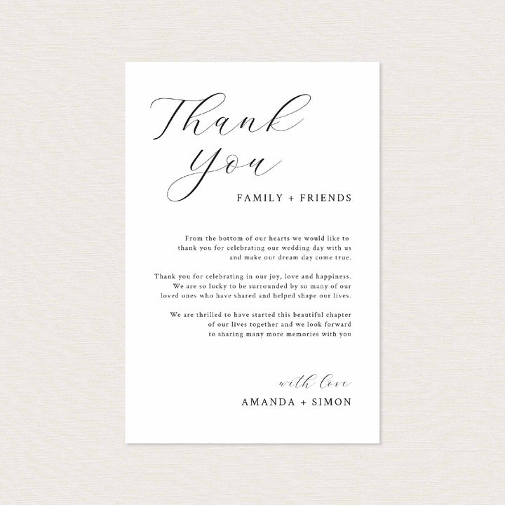 Simple Minimal Wedding Thank You Note Printable