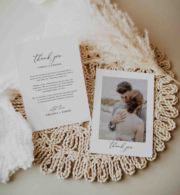 Modern Chic Wedding Photo Thank You Card Printable