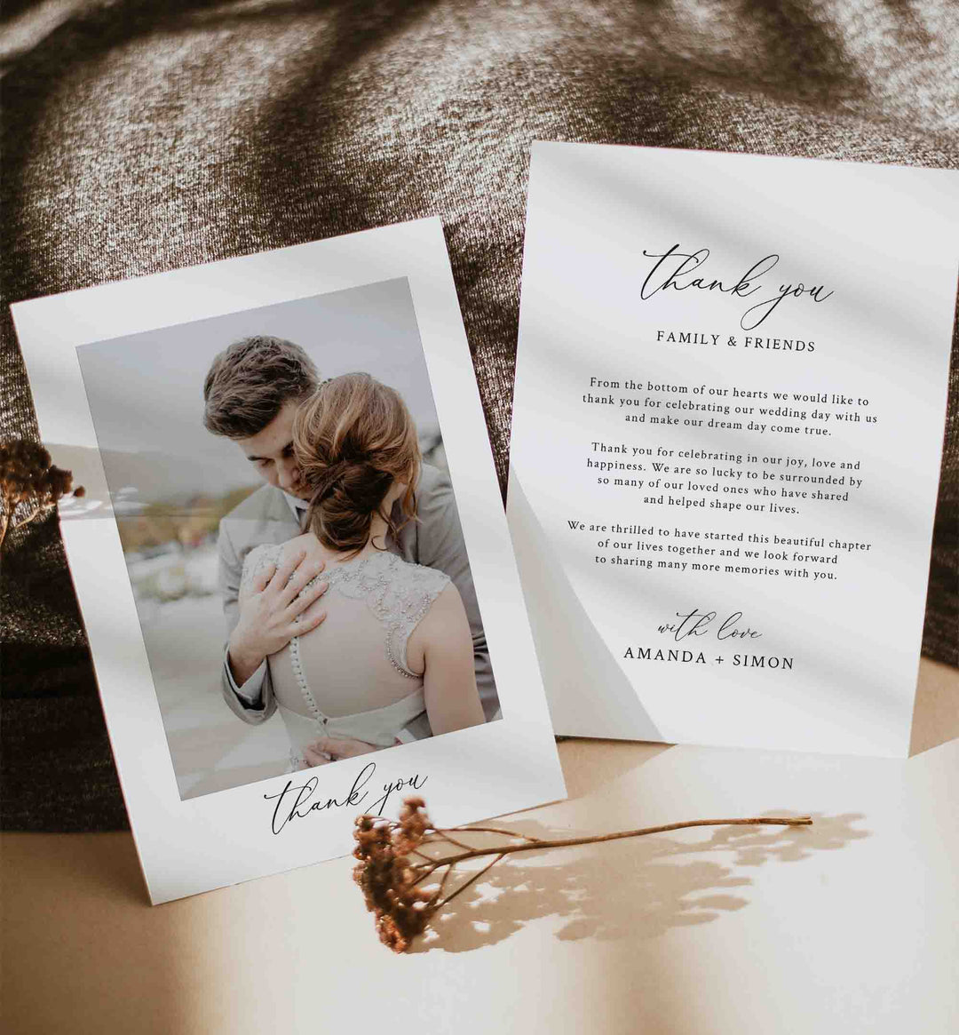 Modern Chic Wedding Photo Thank You Card Printable