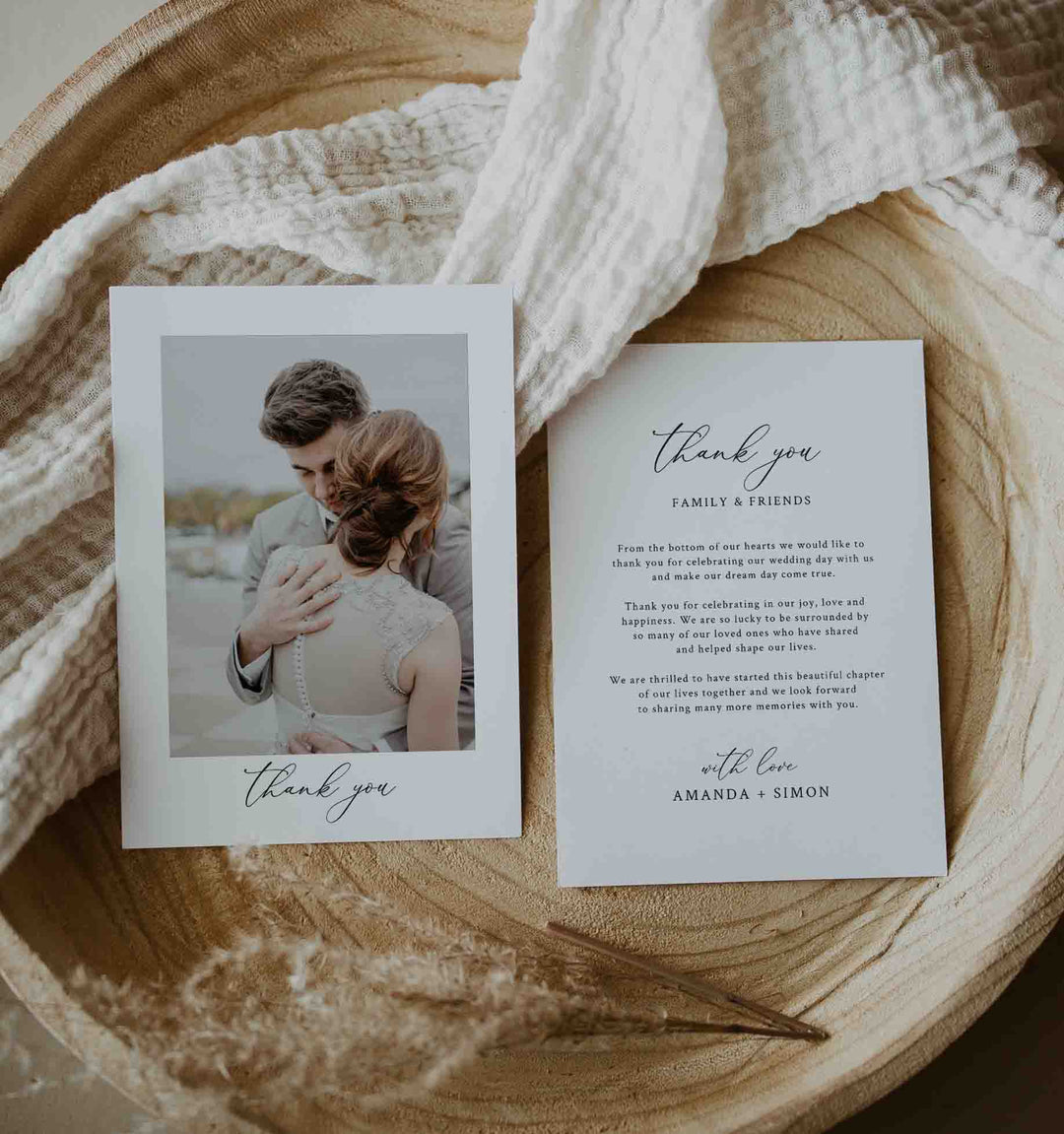 Modern Chic Wedding Photo Thank You Card Printable