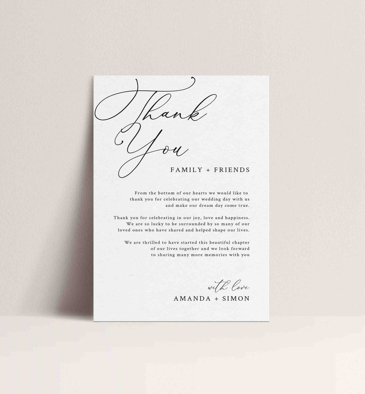 Modern Chic Wedding Thank You Note Printable