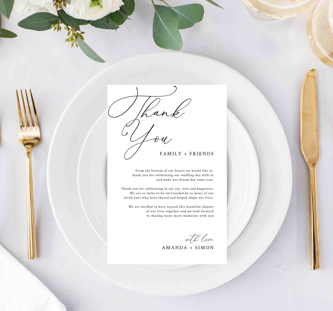 Modern Chic Wedding Thank You Note Printable