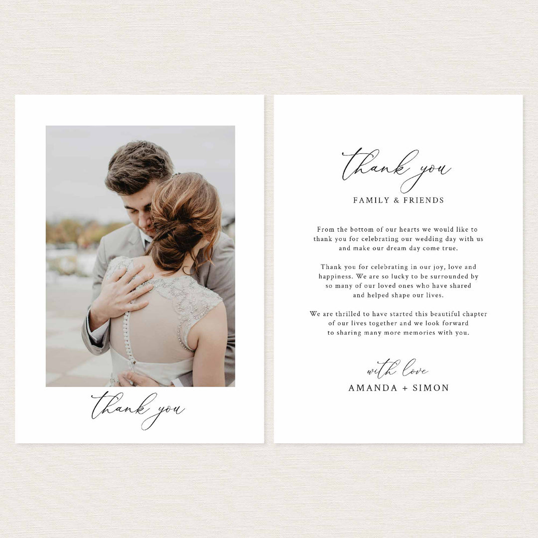 Modern Chic Wedding Photo Thank You Card Printable