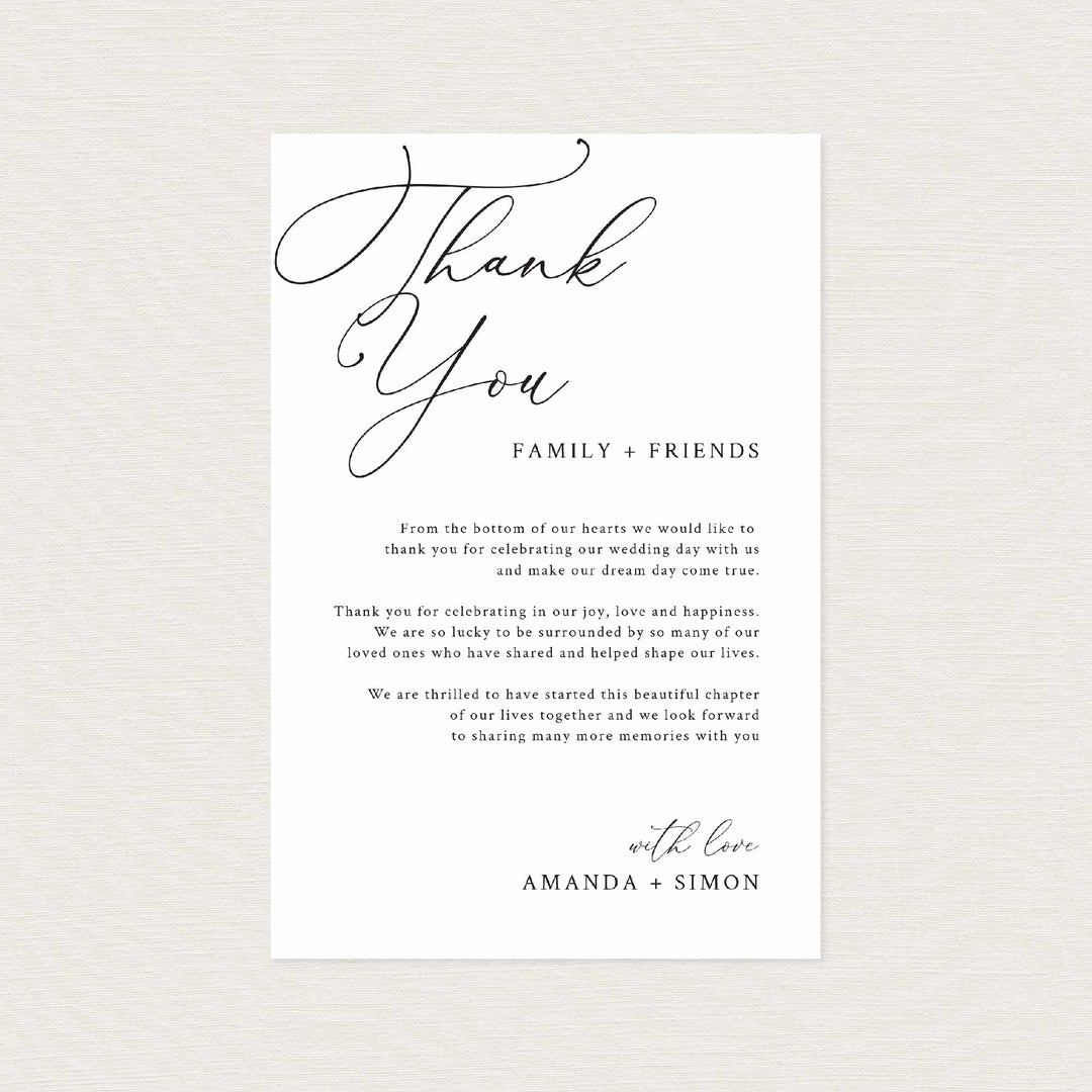 Modern Chic Wedding Thank You Note Printable