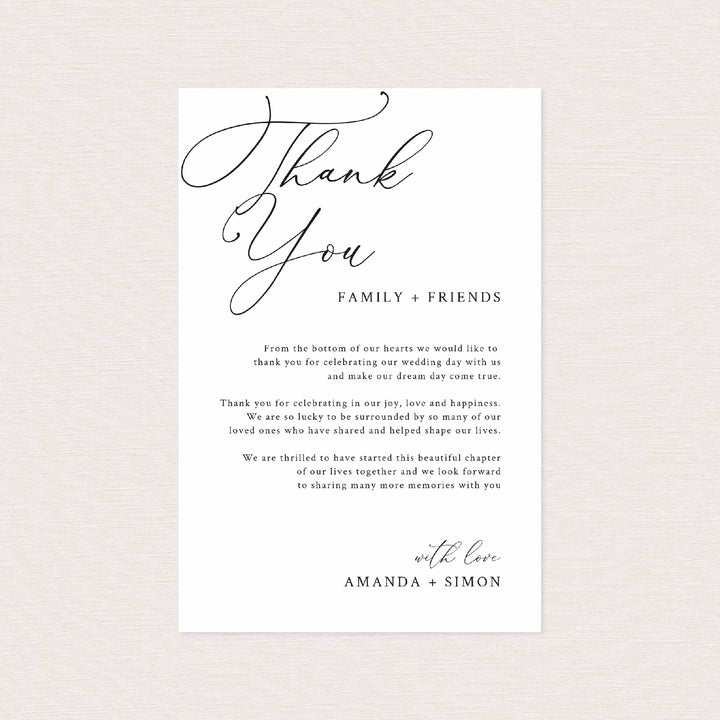 Modern Chic Wedding Thank You Note Printable