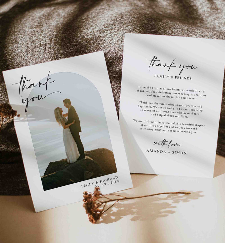 Handwritten Wedding Photo Thank You Card Printable