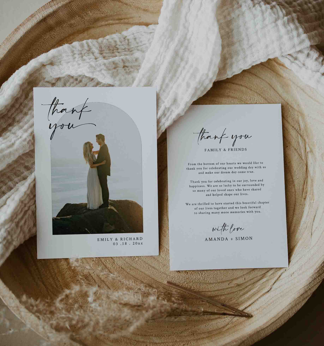 Handwritten Wedding Photo Thank You Card Printable