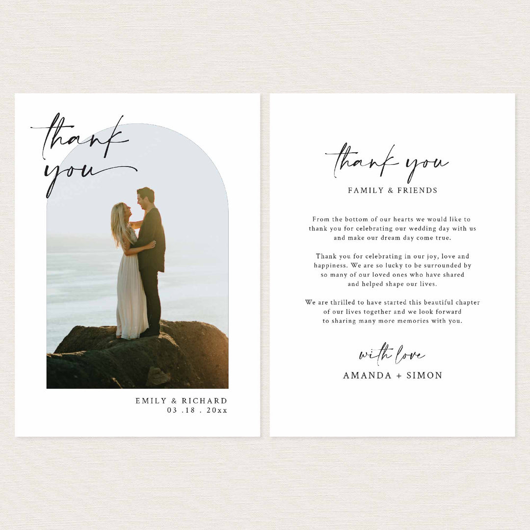 Handwritten Wedding Photo Thank You Card Printable