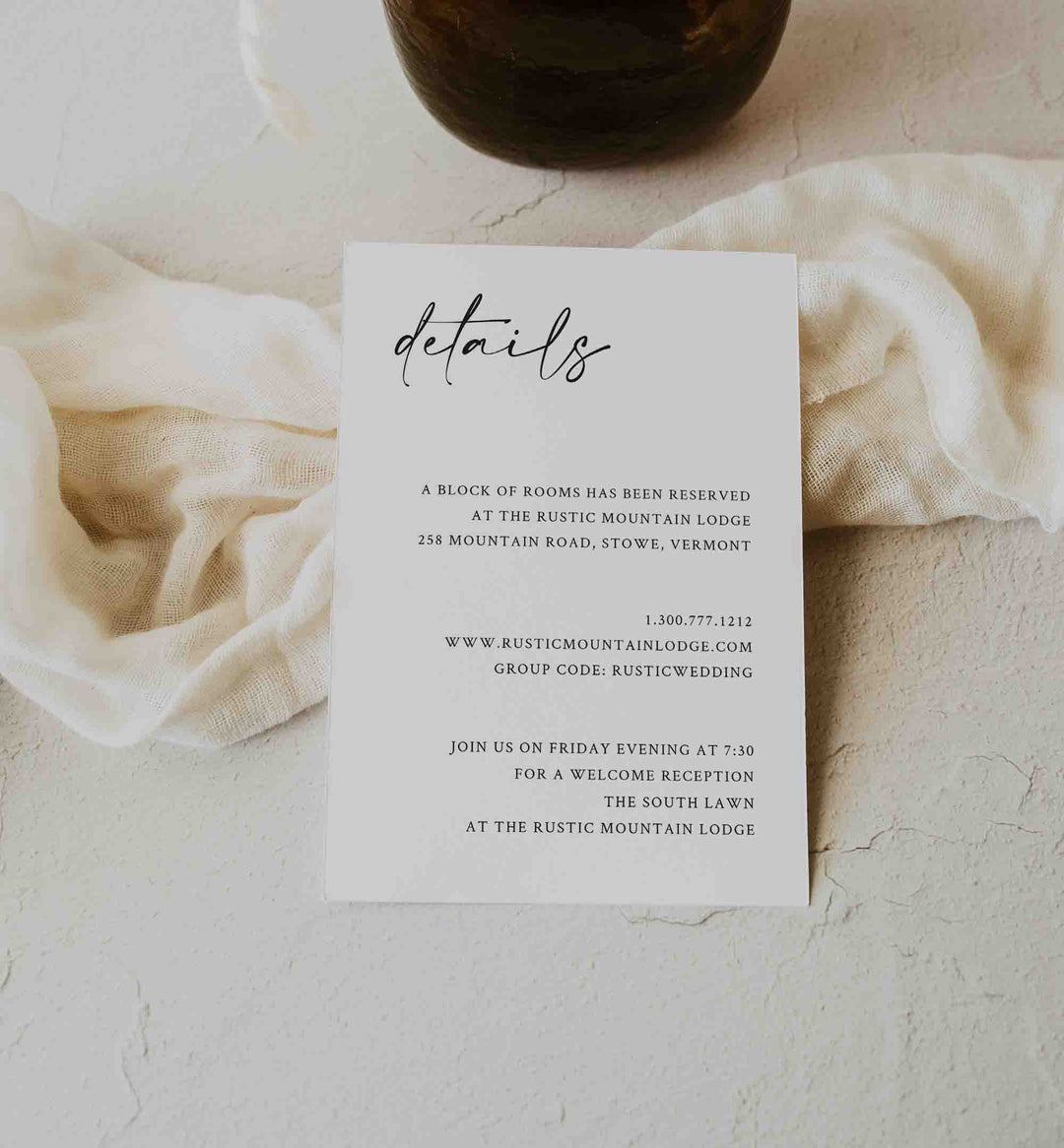 Handwritten Wedding Details Card Printable