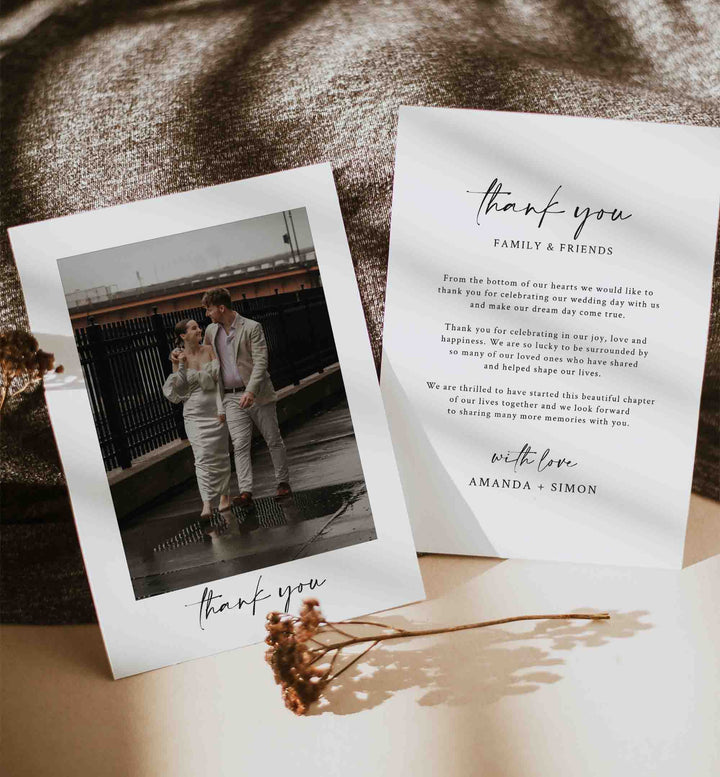 Handwritten Wedding Photo Thank You Card Printable