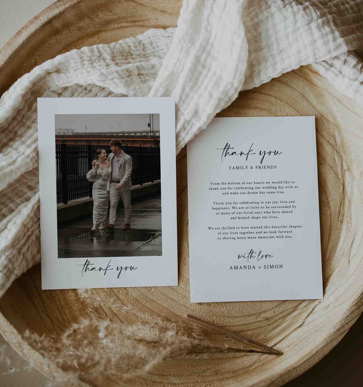 Handwritten Wedding Photo Thank You Card Printable