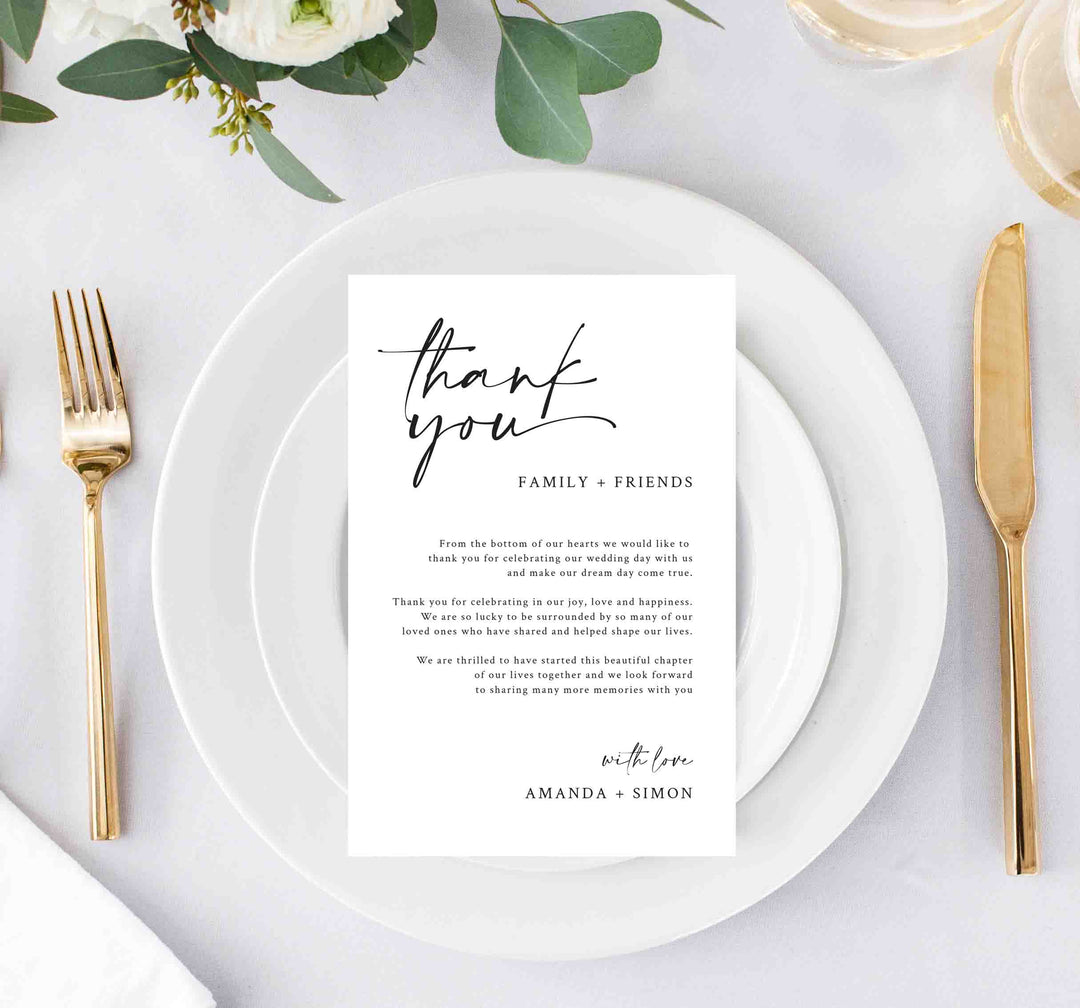 Handwritten Wedding Thank You Note Printable