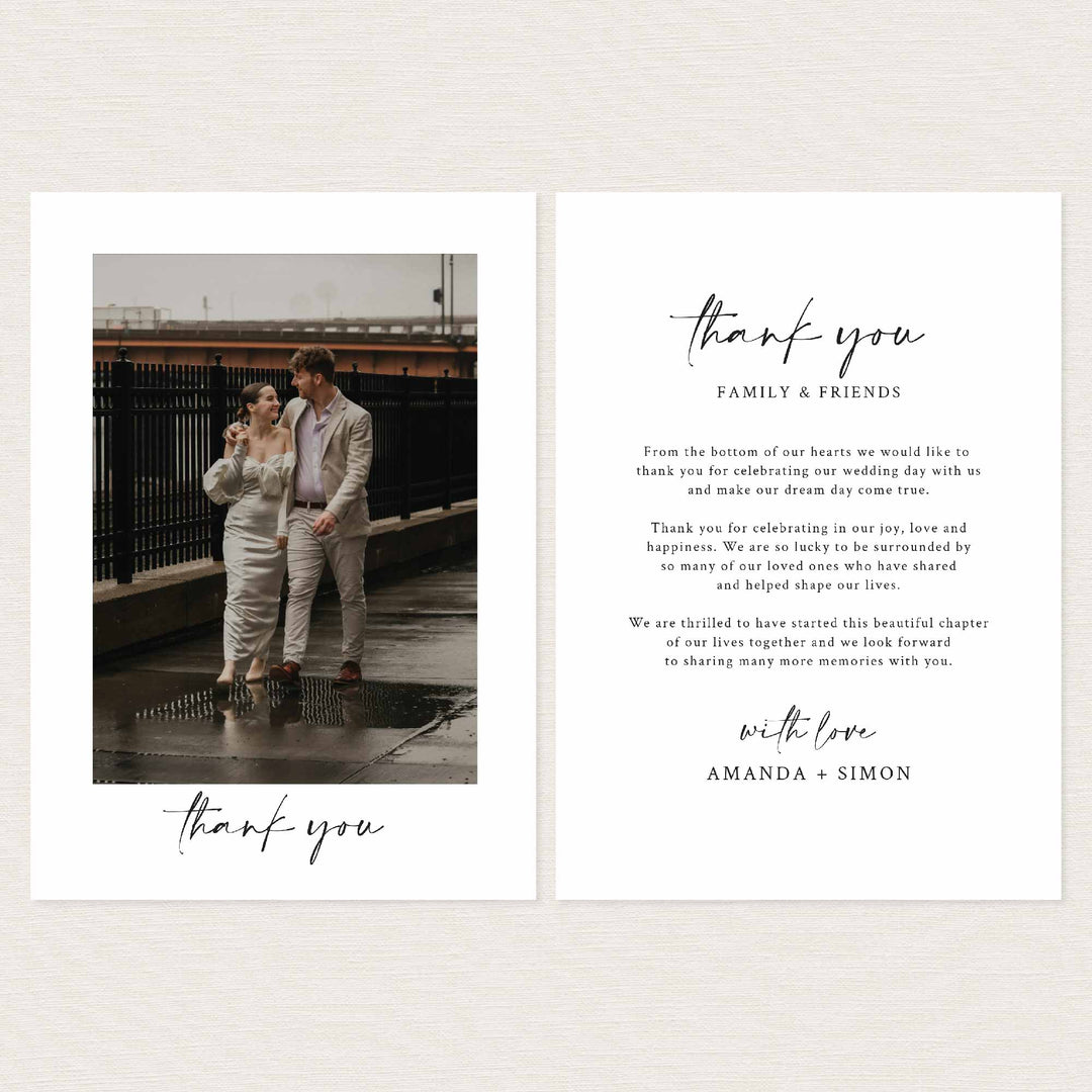 Handwritten Wedding Photo Thank You Card Printable