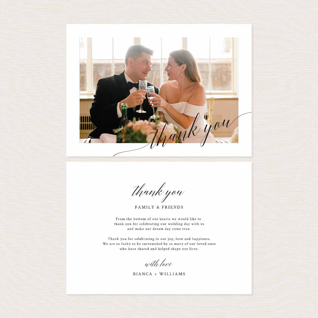 Simple Elegance Wedding Photo Thank You Card Printable