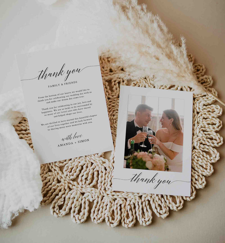 Simple Elegance Wedding Photo Thank You Card Printable