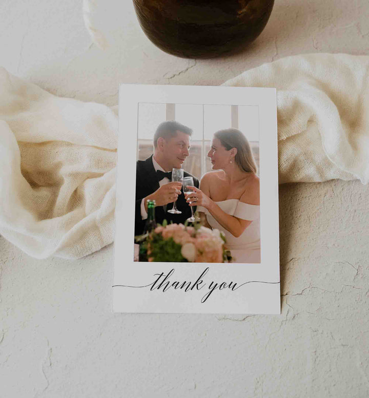 Simple Elegance Wedding Photo Thank You Card Printable