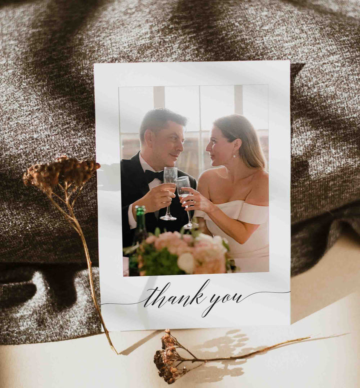 Simple Elegance Wedding Photo Thank You Card Printable