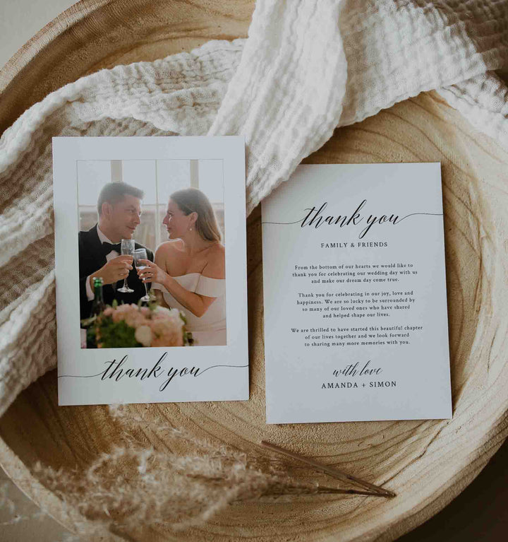 Simple Elegance Wedding Photo Thank You Card Printable