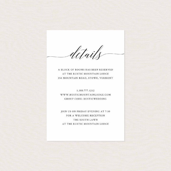 Simple Elegance Wedding Details Card Printable