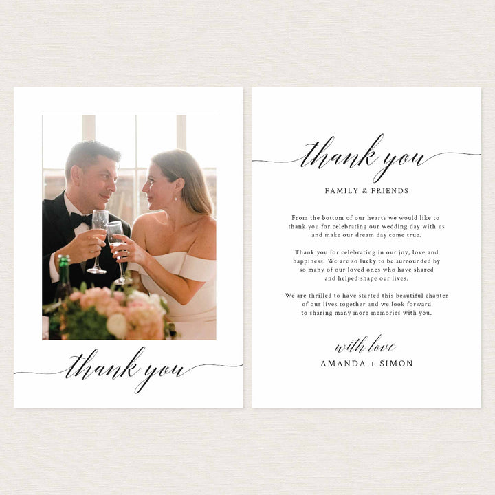 Simple Elegance Wedding Photo Thank You Card Printable