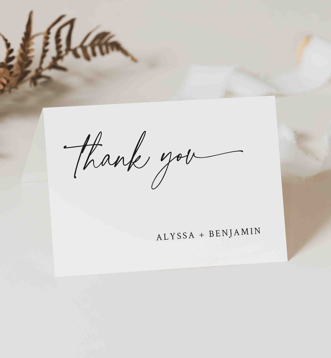 Modern Script Wedding Thank You Card Printable