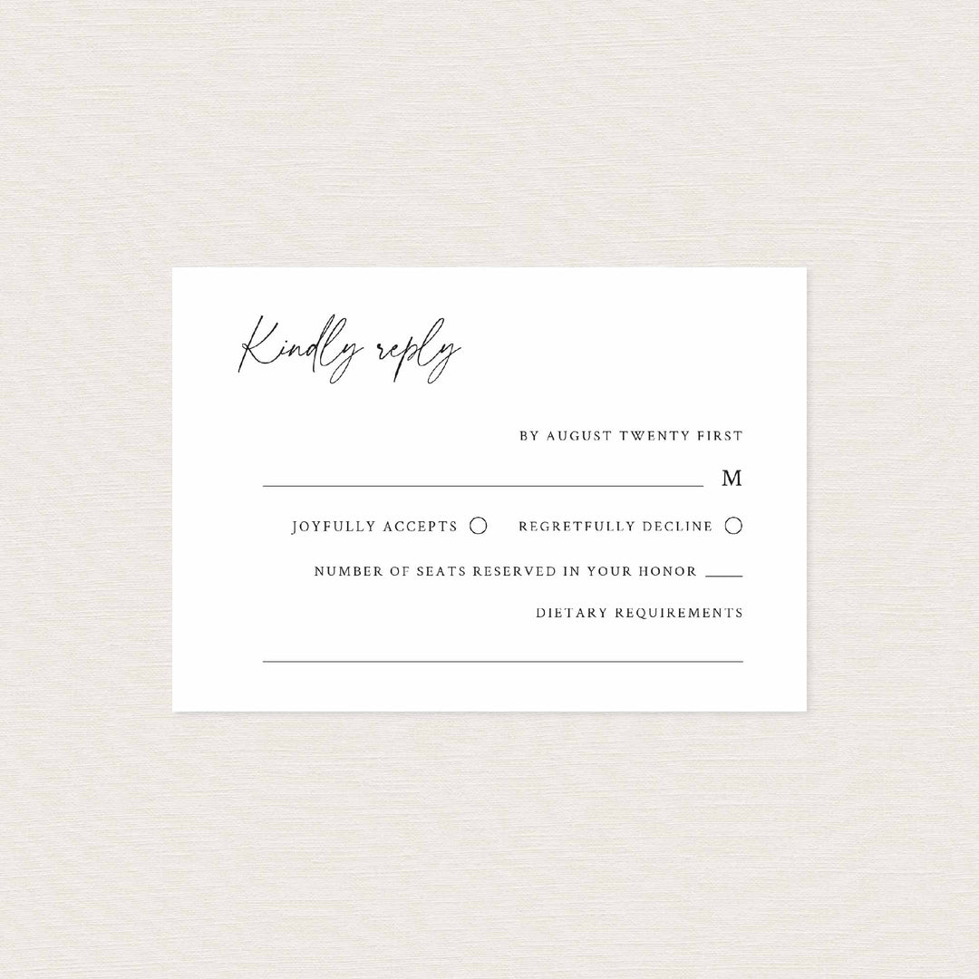 Modern Script Wedding RSVP Card Printable