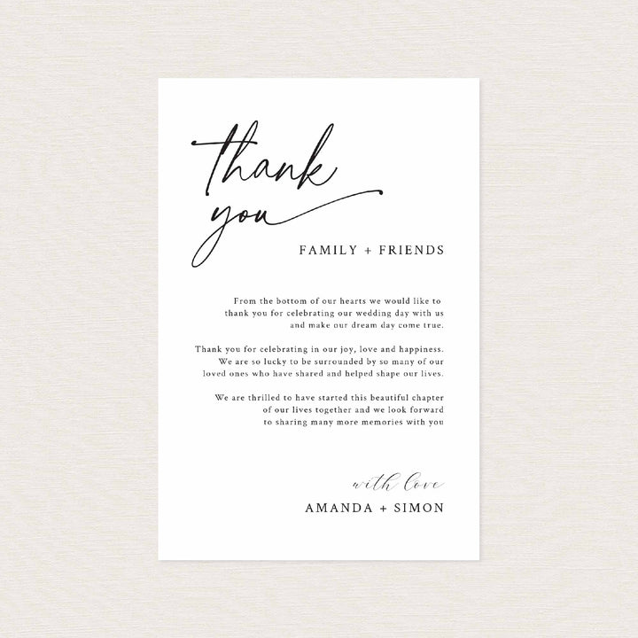 Modern Script Wedding Thank You Note Printable