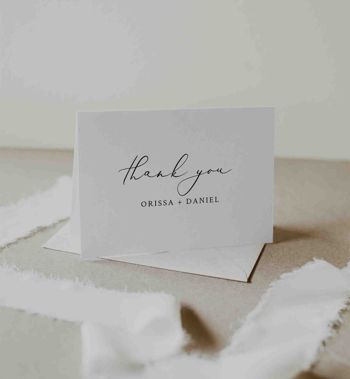 Modern Romantic Wedding Thank You Card Printable