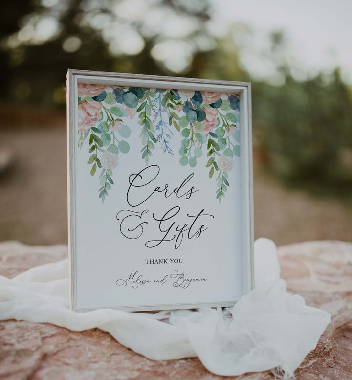 Blush Garden Wedding Cards and Gifts Sign Printable