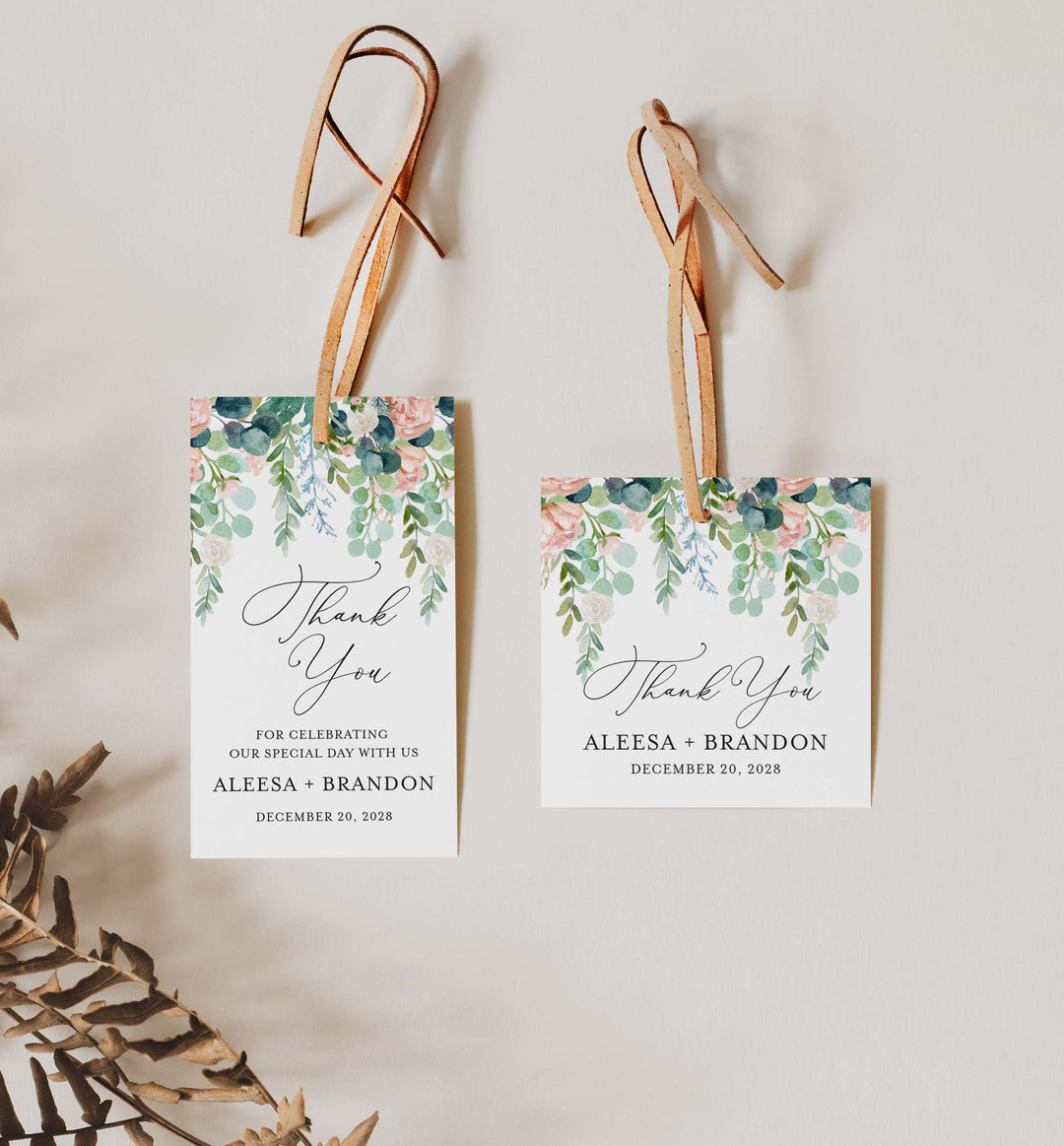 Blush Garden Wedding Favour Tag Printable
