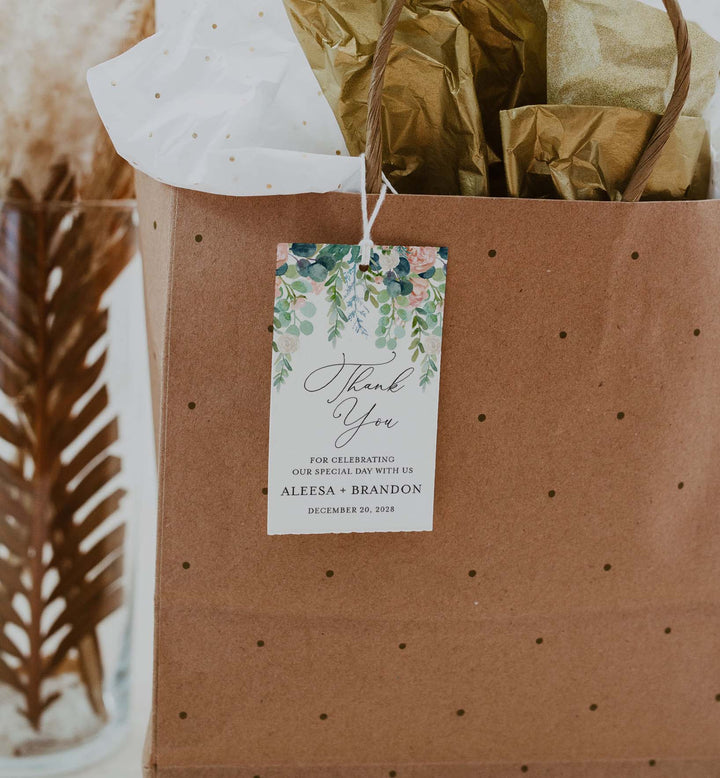 Blush Garden Wedding Favour Tag Printable