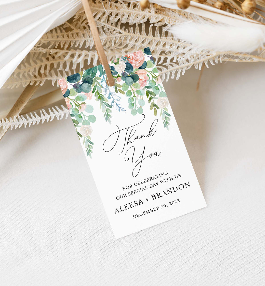 Blush Garden Wedding Favour Tag Printable
