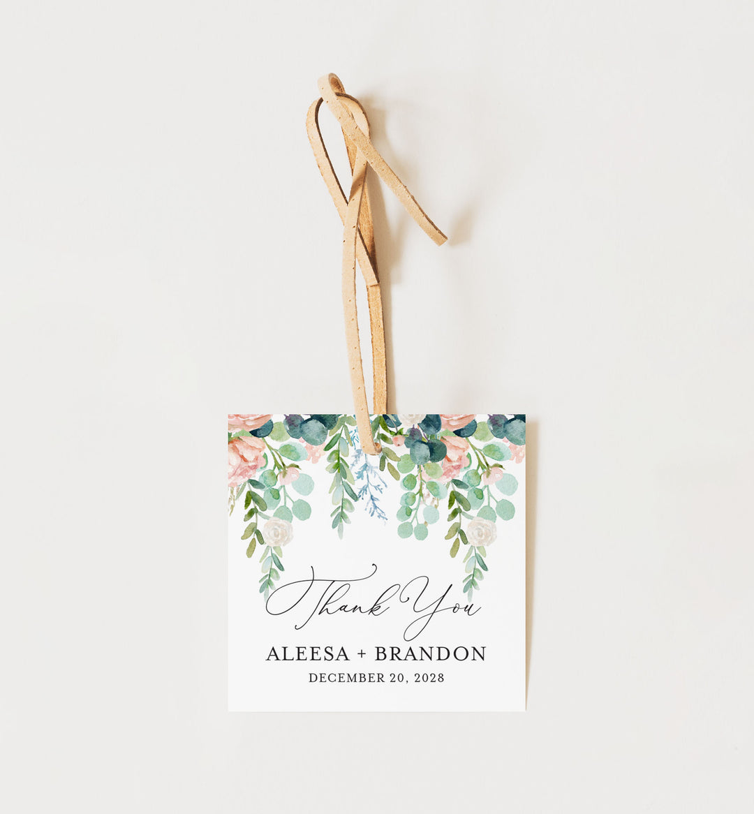 Blush Garden Wedding Favour Tag Printable