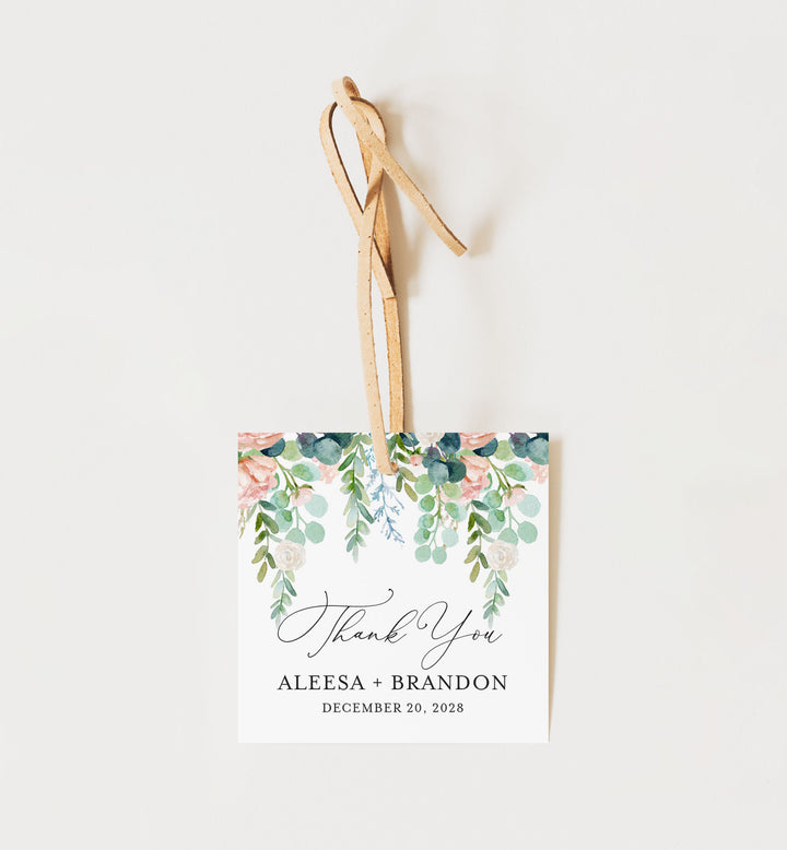 Blush Garden Wedding Favour Tag Printable