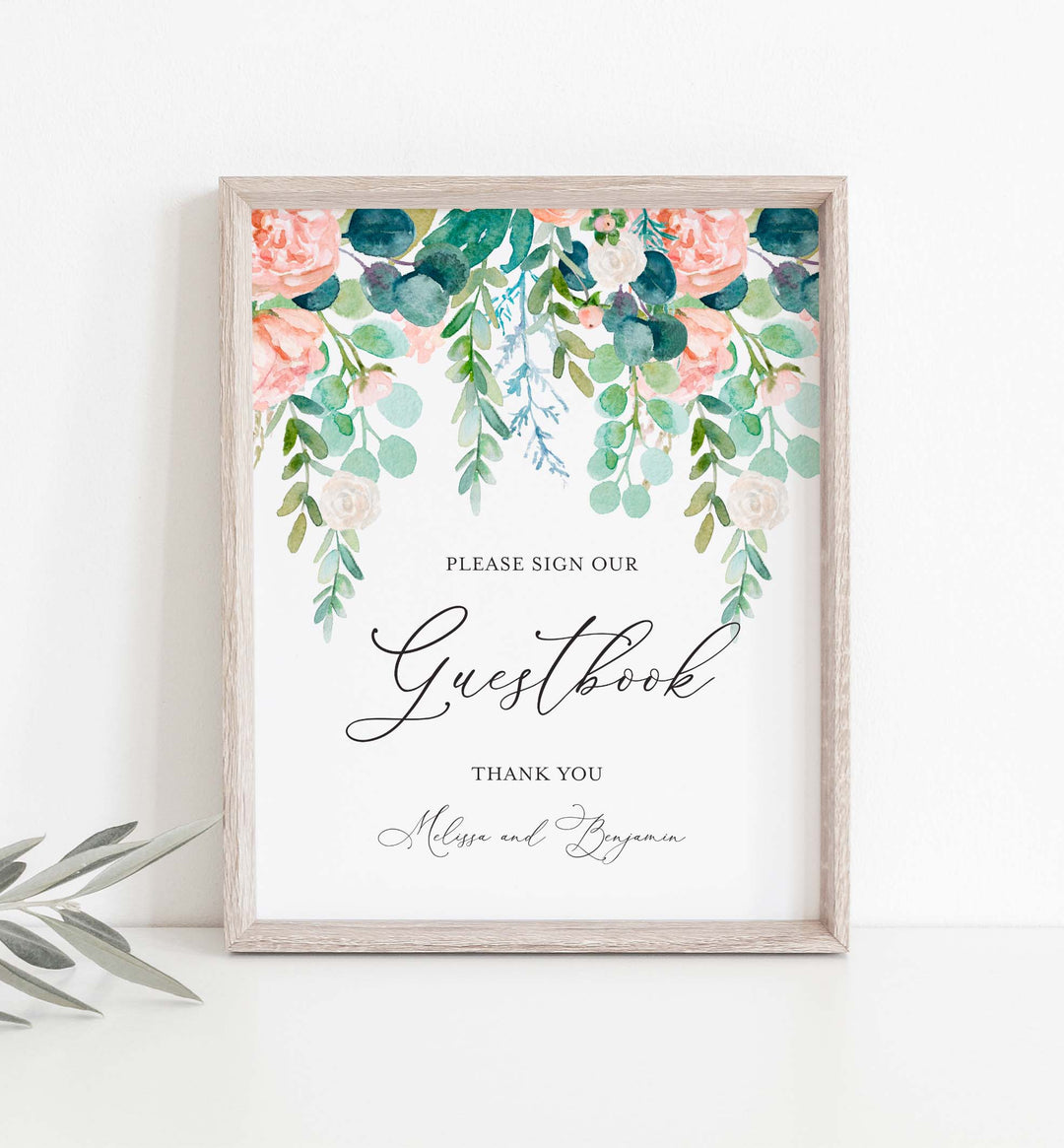 Blush Garden Wedding Guestbook Sign Printable