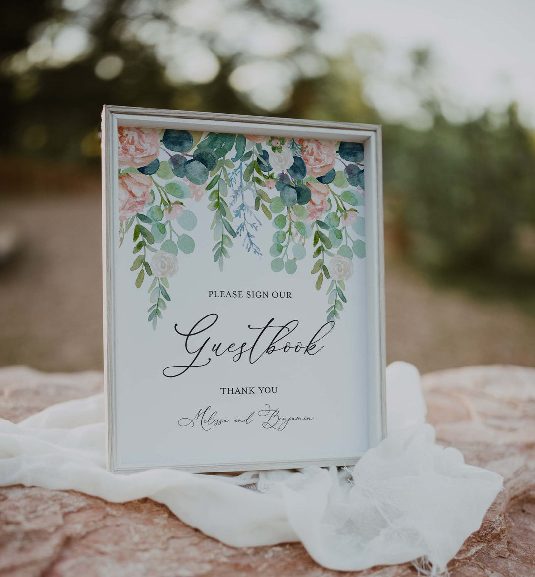 Blush Garden Wedding Guestbook Sign Printable