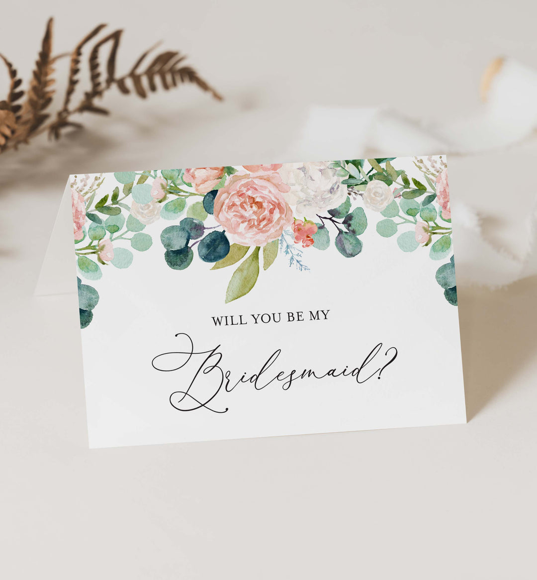 Blush Garden Wedding Proposal Card Printable