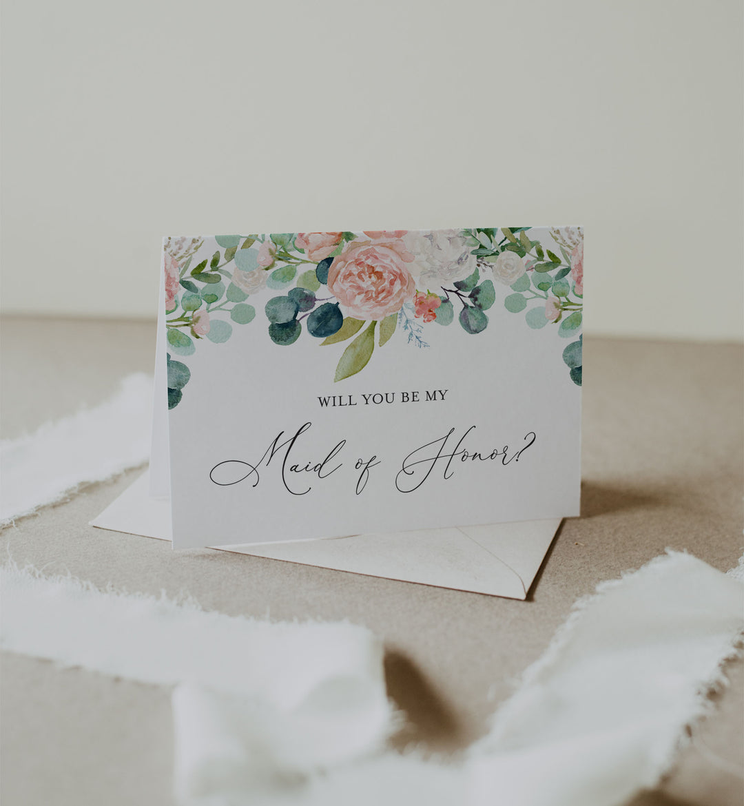 Blush Garden Wedding Proposal Card Printable