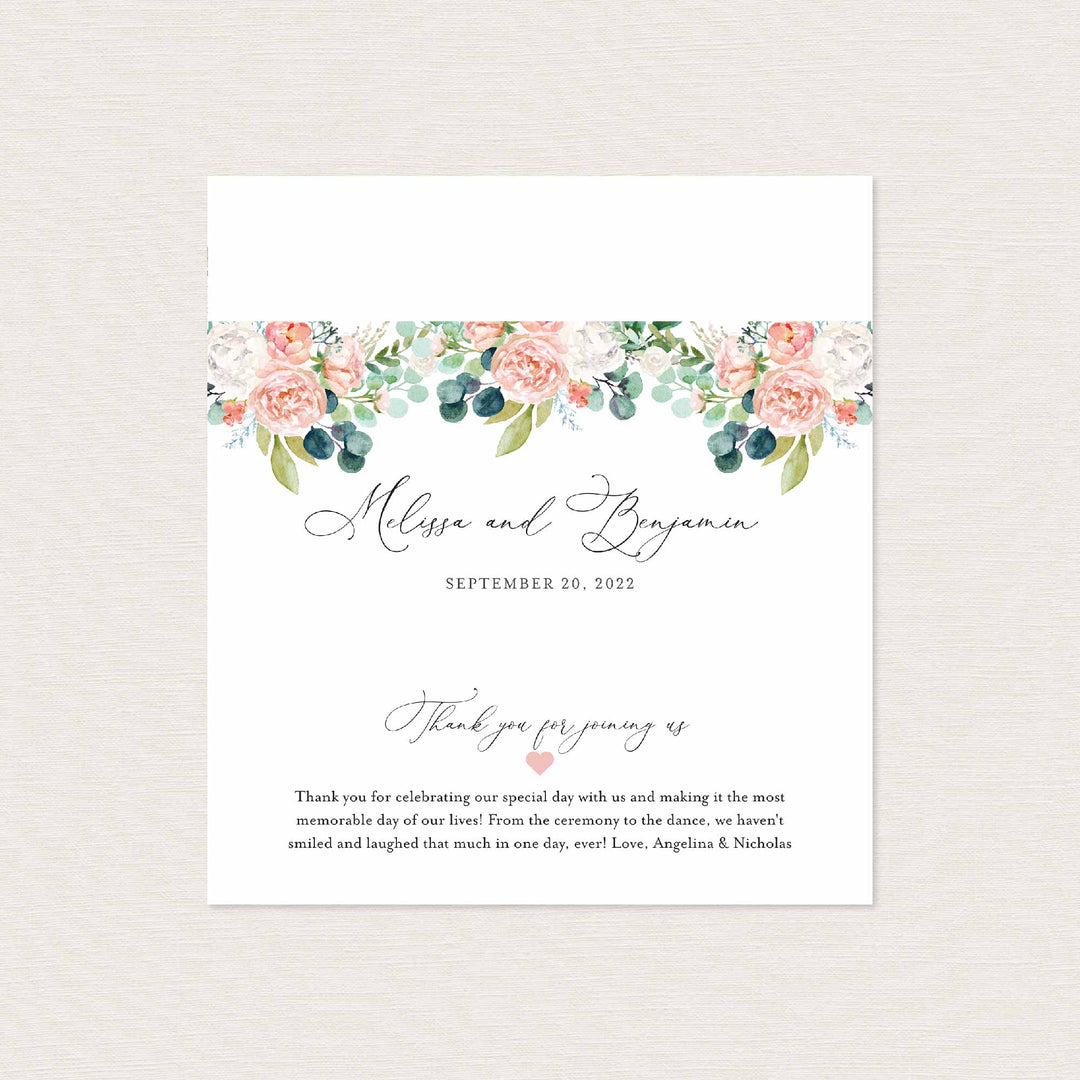 Blush Garden Wedding Chocolate Bar Wrapper Printable