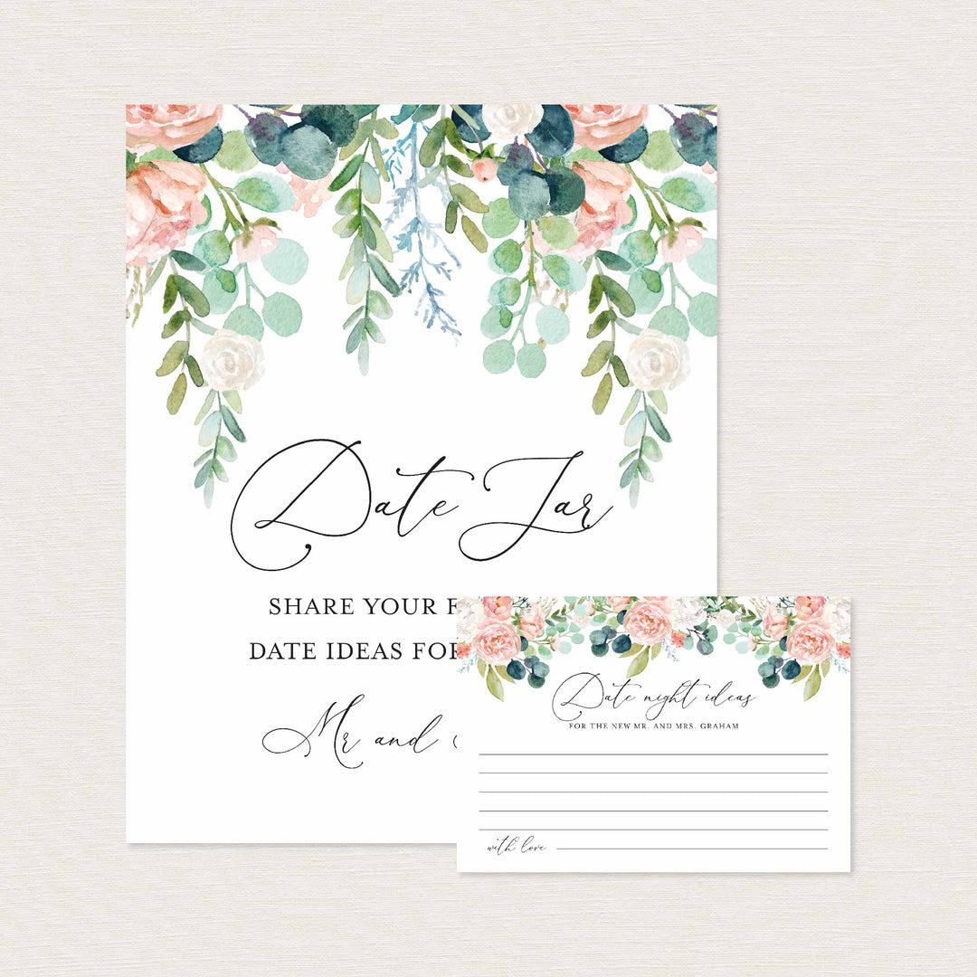 Blush Garden Wedding Date Night Ideas Printable