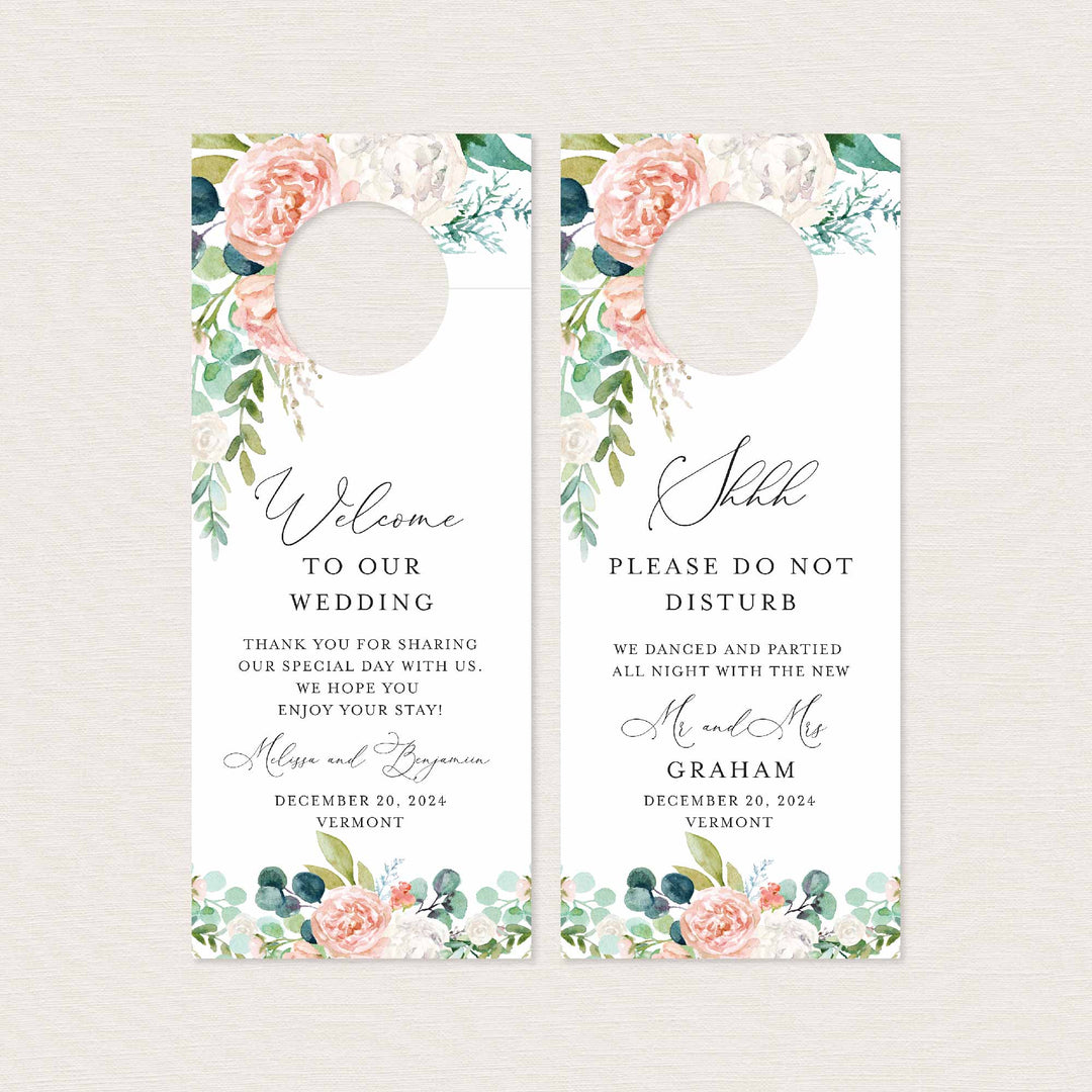 Blush Garden Wedding Door Hanger Printable