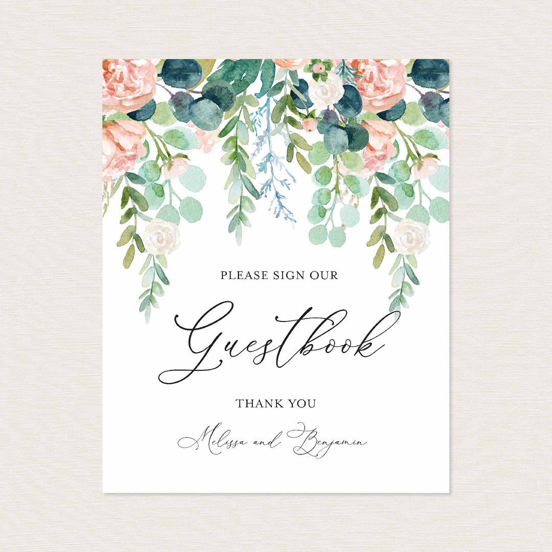 Blush Garden Wedding Guestbook Sign Printable