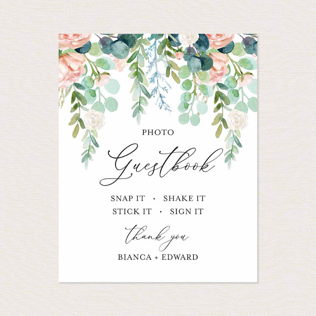 Blush Garden Wedding Guestbook Sign Printable