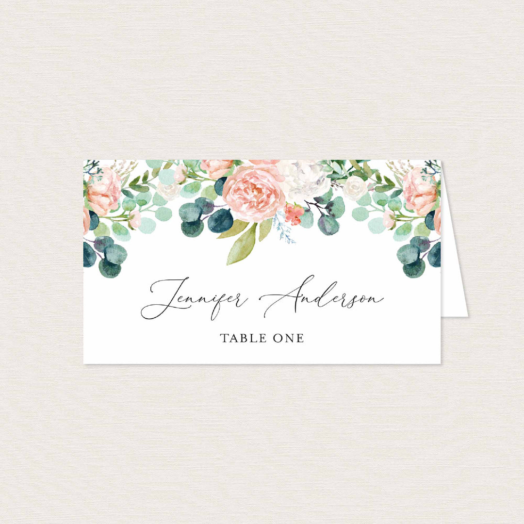 Blush Garden Wedding Place Card Printable