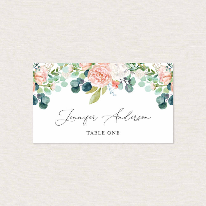 Blush Garden Wedding Place Card Printable