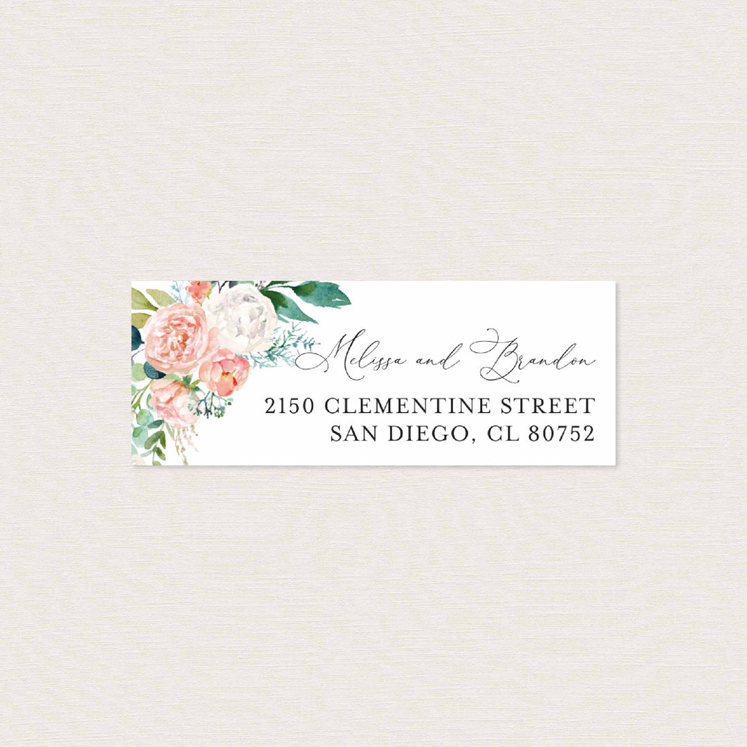 Blush Garden Wedding Return Address Label Printable