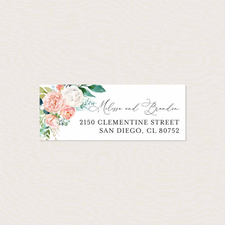 Blush Garden Wedding Return Address Label Printable