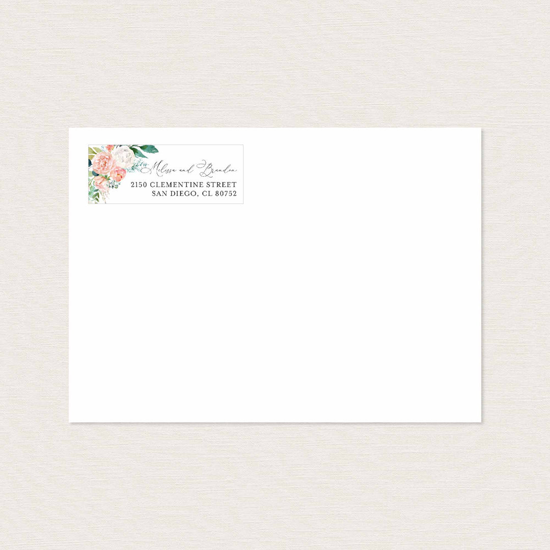 Blush Garden Wedding Return Address Label Printable