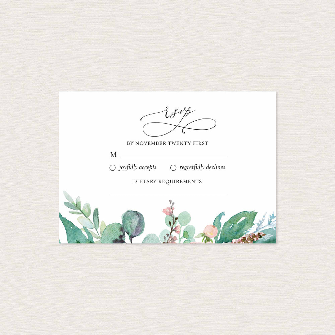 Blush Garden Wedding RSVP Card Printable